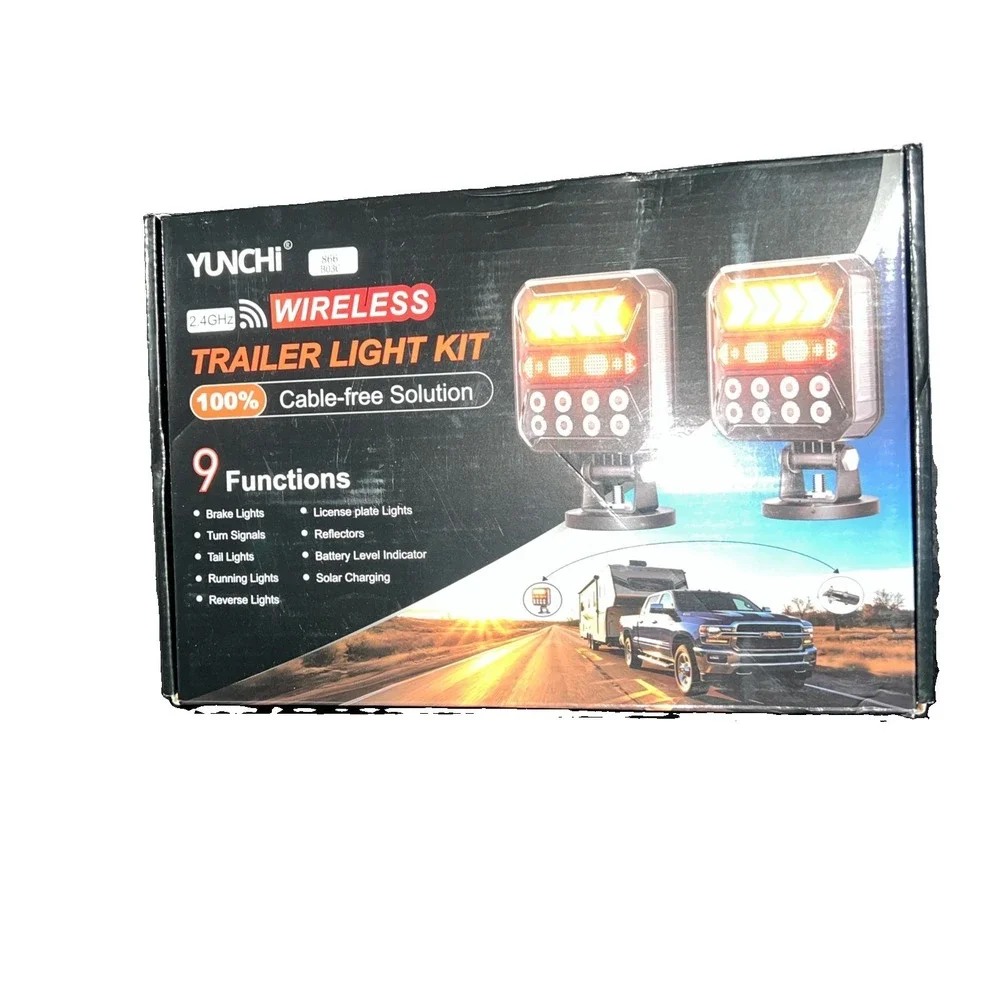 12N31/ Wireless Trailer Lights Kit, Solar USB-C Magnetic Rechargeable LED